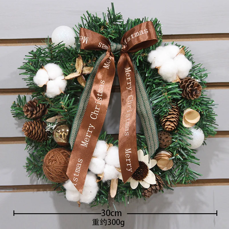 Christmas Wreath With Pinecone For Christmas Front Door Ornament Wall Artificial Pine Garland for Party Decor