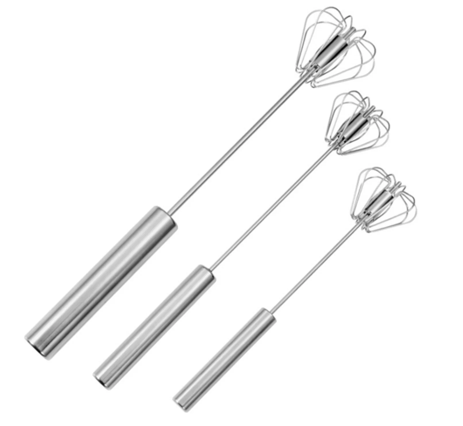 Rustproof Durable Semi-automatic Hand Pressure Rotating Stainless Steel Whisk Manual Egg Beater