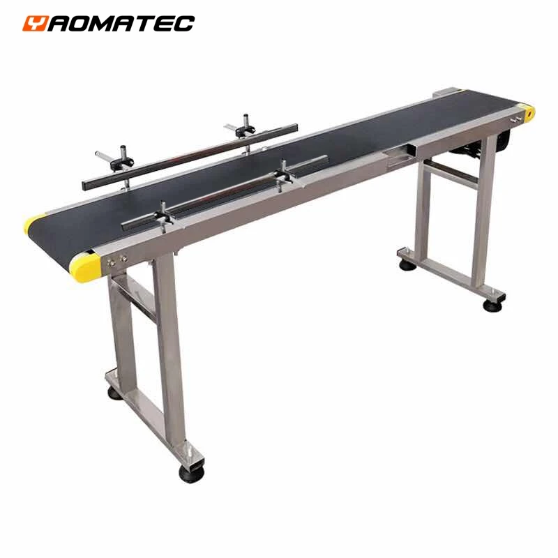 Date Code Inkjet Printer Industry production line adjustable Speed Rubber PVC Portable Conveyor Belt with Double guardrail