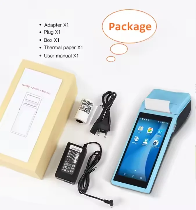 Android 12 0 80 мм сенсорный экран POS отпечатков пальцев Ручной Pos терминал с Принтер точки продаж системы