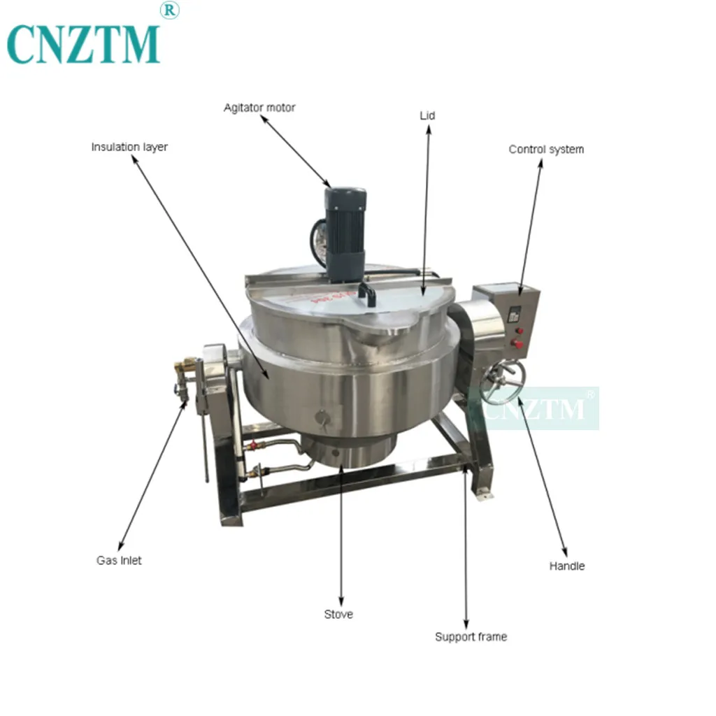 Jam Making Cooking Jacket Pot With Mixer For Turmeric Water Double Cooking Natural Gas Jacketed Kettle LPG Type