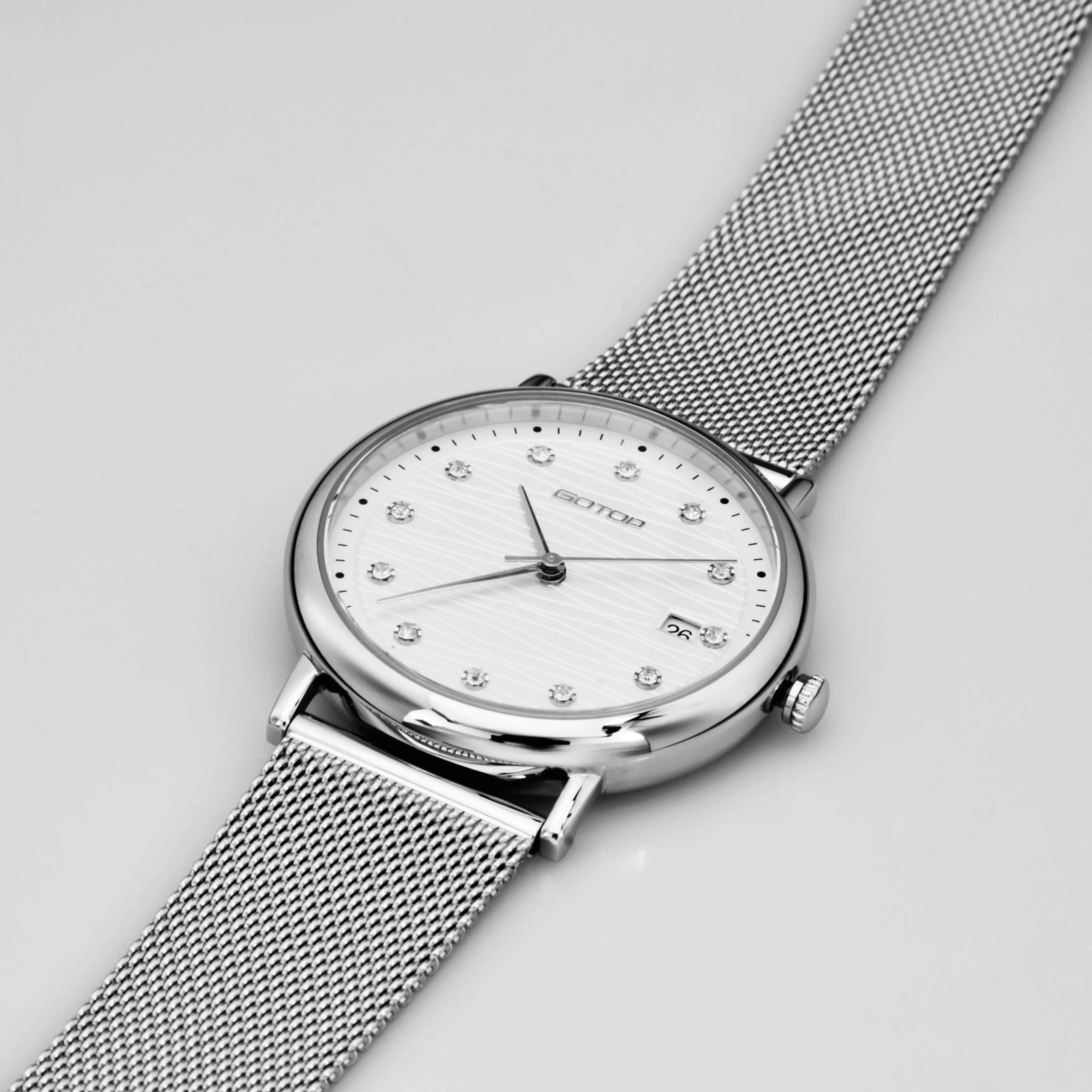 OEM Accept Custom Manufacturer Cheaper Quartz Mesh Strap Beautiful Watch for Women