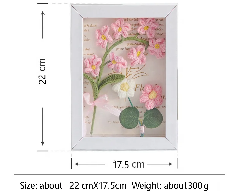 Handmade Knitted Flower Photo Frame  Home Decoration Lily Of The Valley  Crochet Gift Wall Decoration