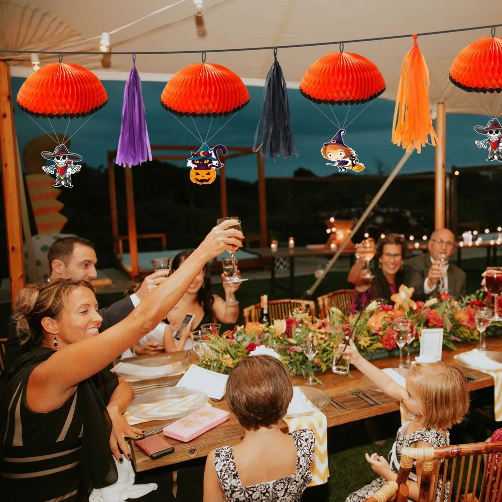 2407 yunpai Halloween themed party decoration Pumpkin Witch parachute pendant pull flag wholesale custom