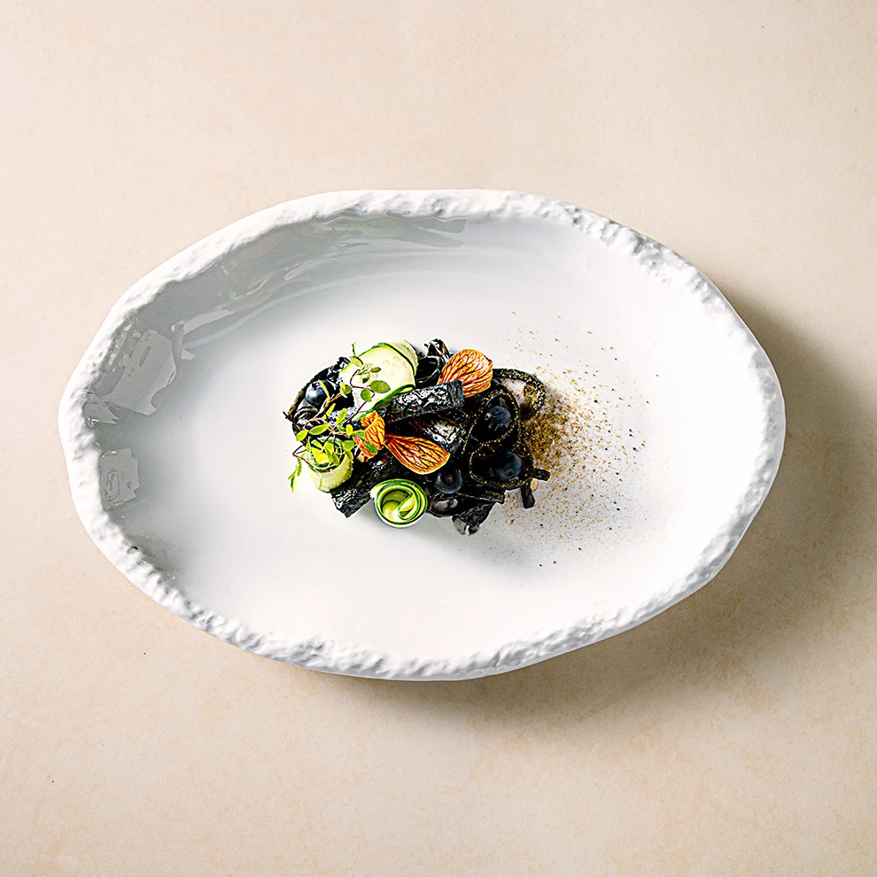 Столовая керамическая тарелка для рыбалки 14-дюймовая большая сервировочная с тиснением Louas & Pratos высококлассных ресторанов