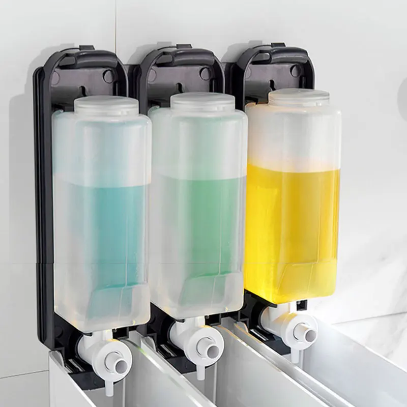 OEM bathroom three in one shampoo dispenser wall mount with key l manual soap dispenser wall liquid soap dispensers