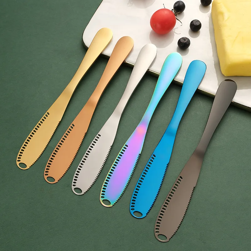 Hot Selling stainless steel cheese knife with hole cheese slicer bread jam spatula cheese tools butter knife