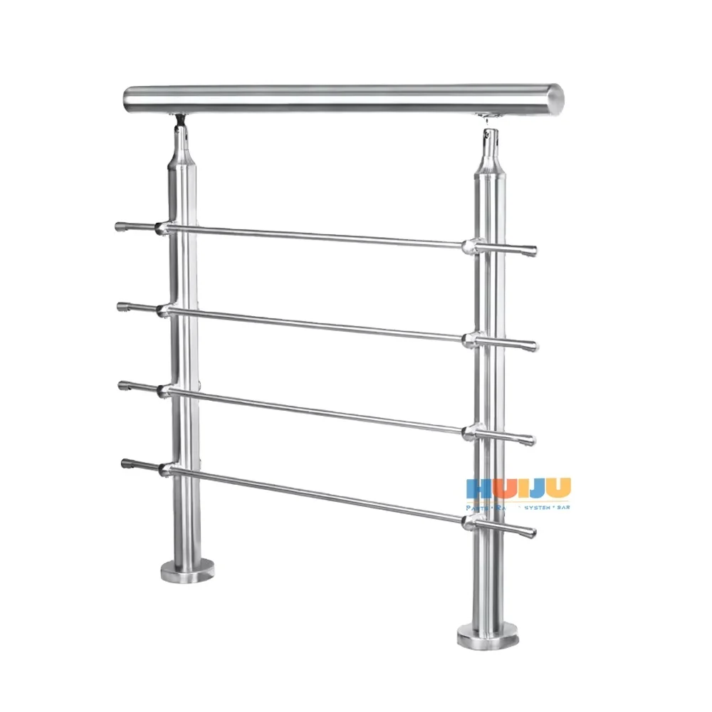HJ Hot Sale Modern Home Outdoor Front Step Stainless Steel Vertical Rod Round Pipe Railing For Stair