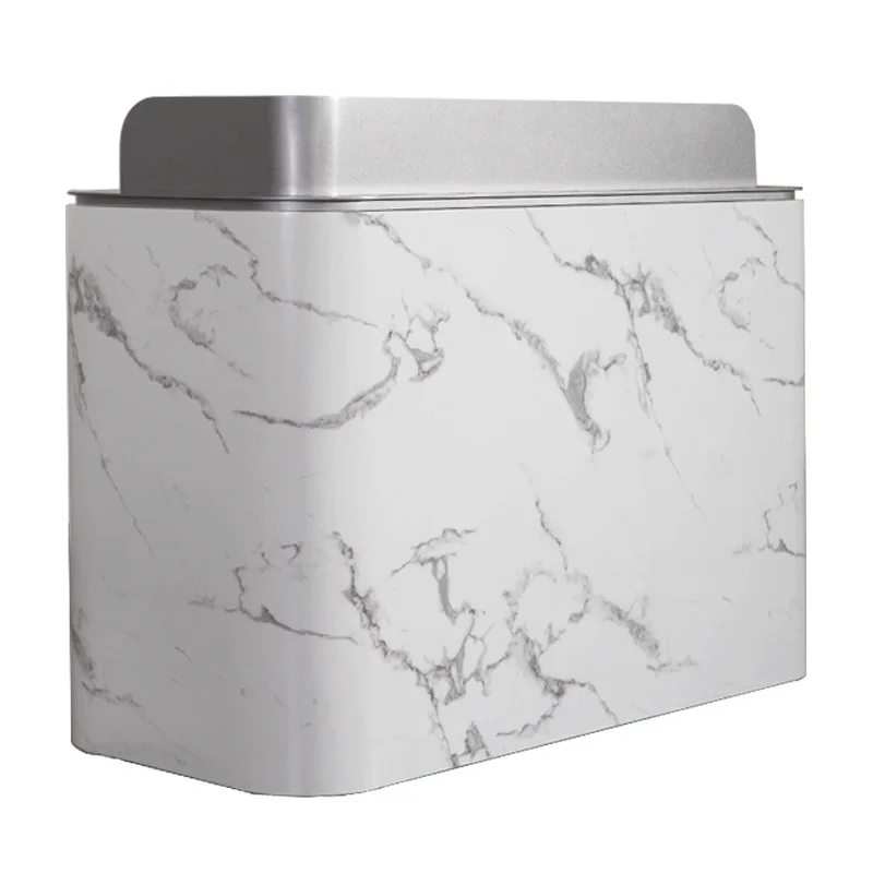 Paint Salon Beauty Reception Counter Laminate Silver Curved Luxury 1 Piece Reception Desk Wood Office Furniture Mini Marble