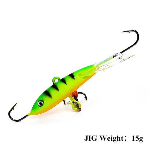TAIGEK 15g 78mm Winter Ice Fishing Artificial Sinking Hard Lure 3D Eyes Jig Bait Hard Lure Jigging Lure For Salmon Trout