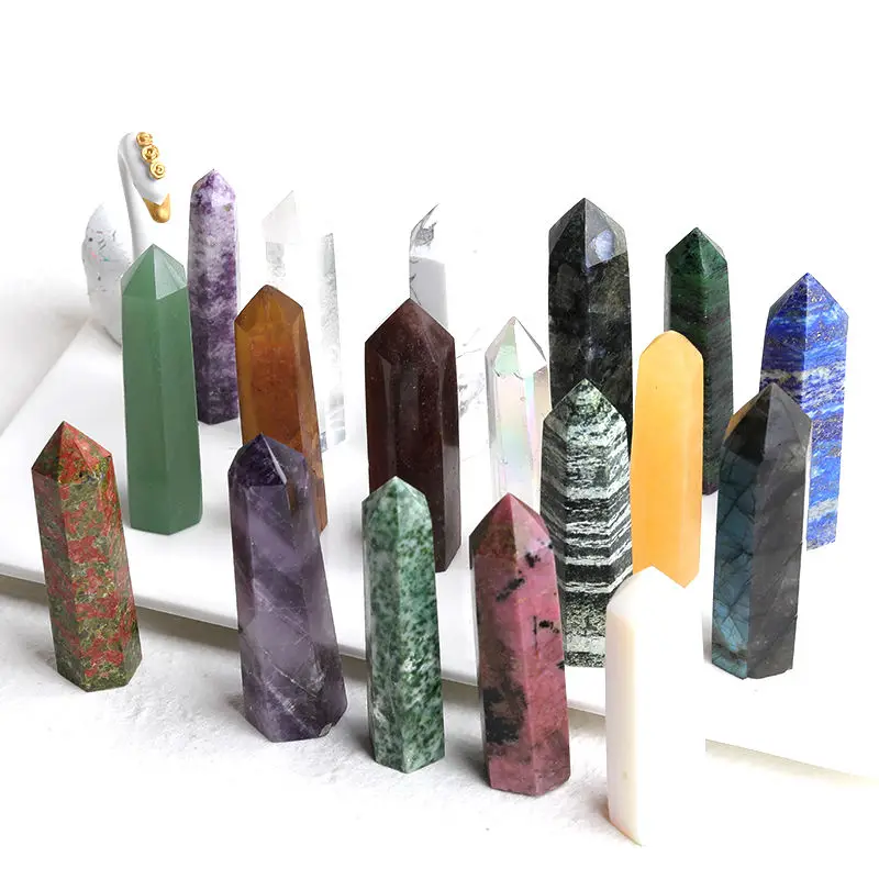 4-8cm Factory Wholesale Crystals Point Rose Quartz Amethyst Fluorite Tower Natural Healing Crystal Wand for Meditation