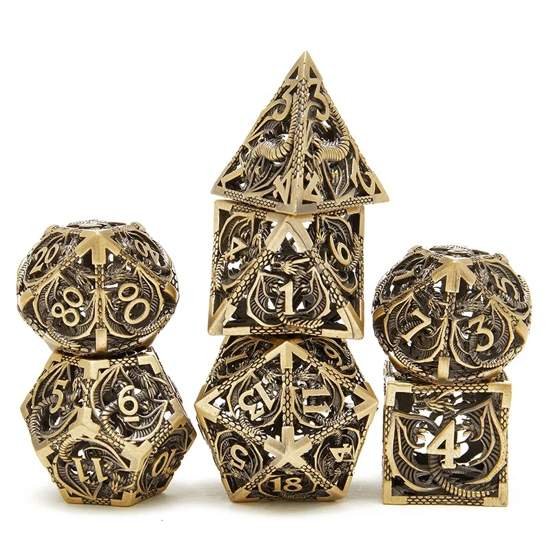 Hollow Metal DND Dice Set DND 7 D D Set For Dungeons Dragon Game Dice