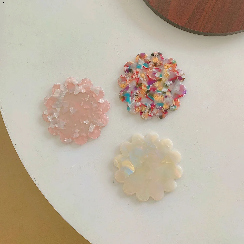 Portable Makeup Mirror Acetic Acid Flower Shaped Summer Mini Hair Accessories