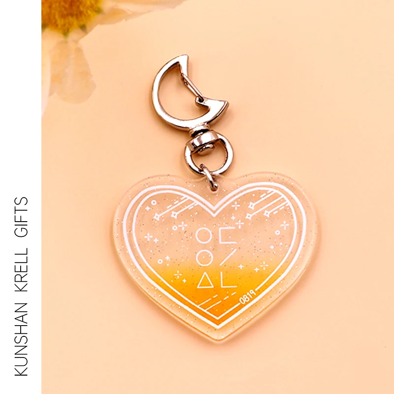 Custom Keyring Acrylic Wholesale High Quality Epoxy Resin Love Type Keyring Custom Logo Acrylic Keychain