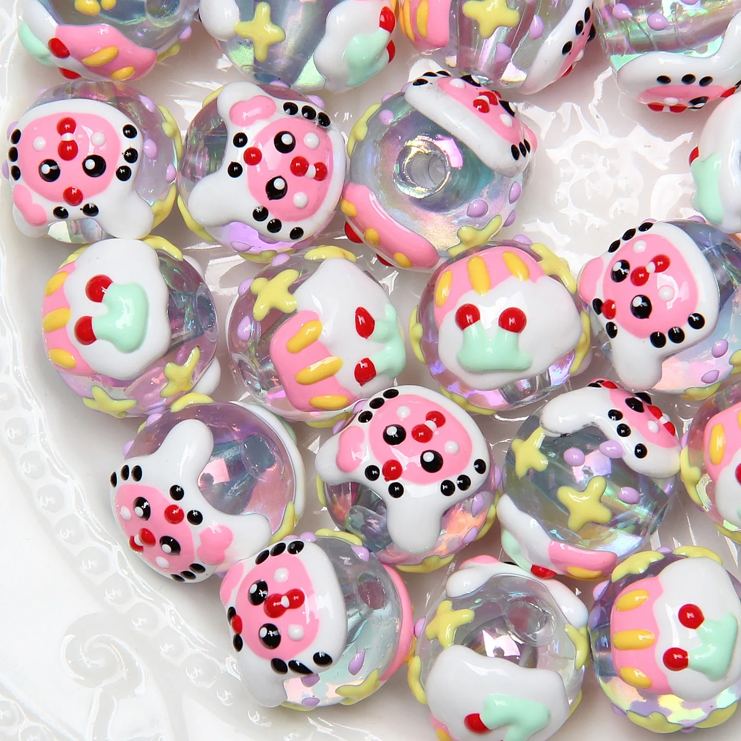 YANYE Transparent Yellow Cartoon Piggy Mobile Phone Chain Material Wholesale DIY Jewelry Accessories Pendant Hand Painting Beads