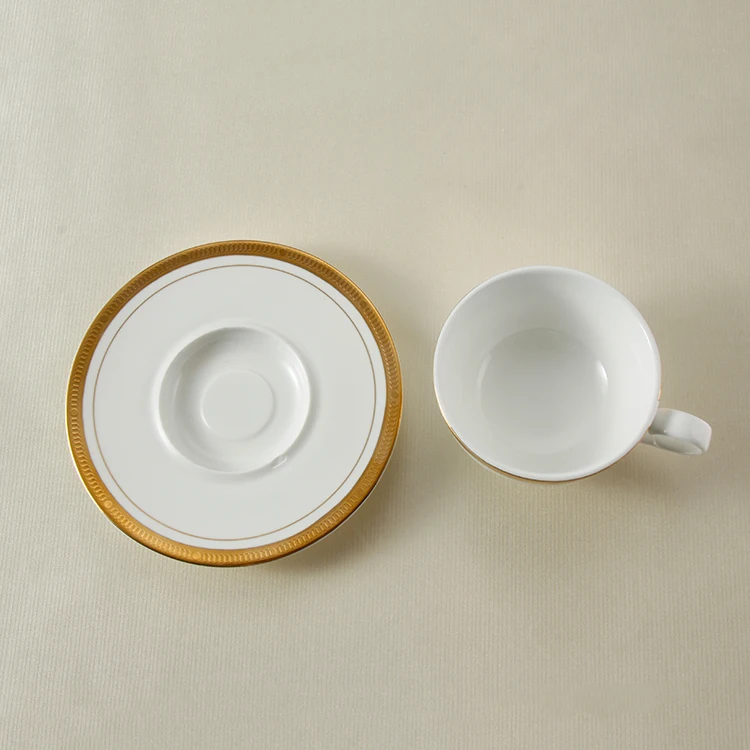 Luxury pakistani arabic wedding vintage gold coffee tea cups and saucers tea cup set with golden rim lined