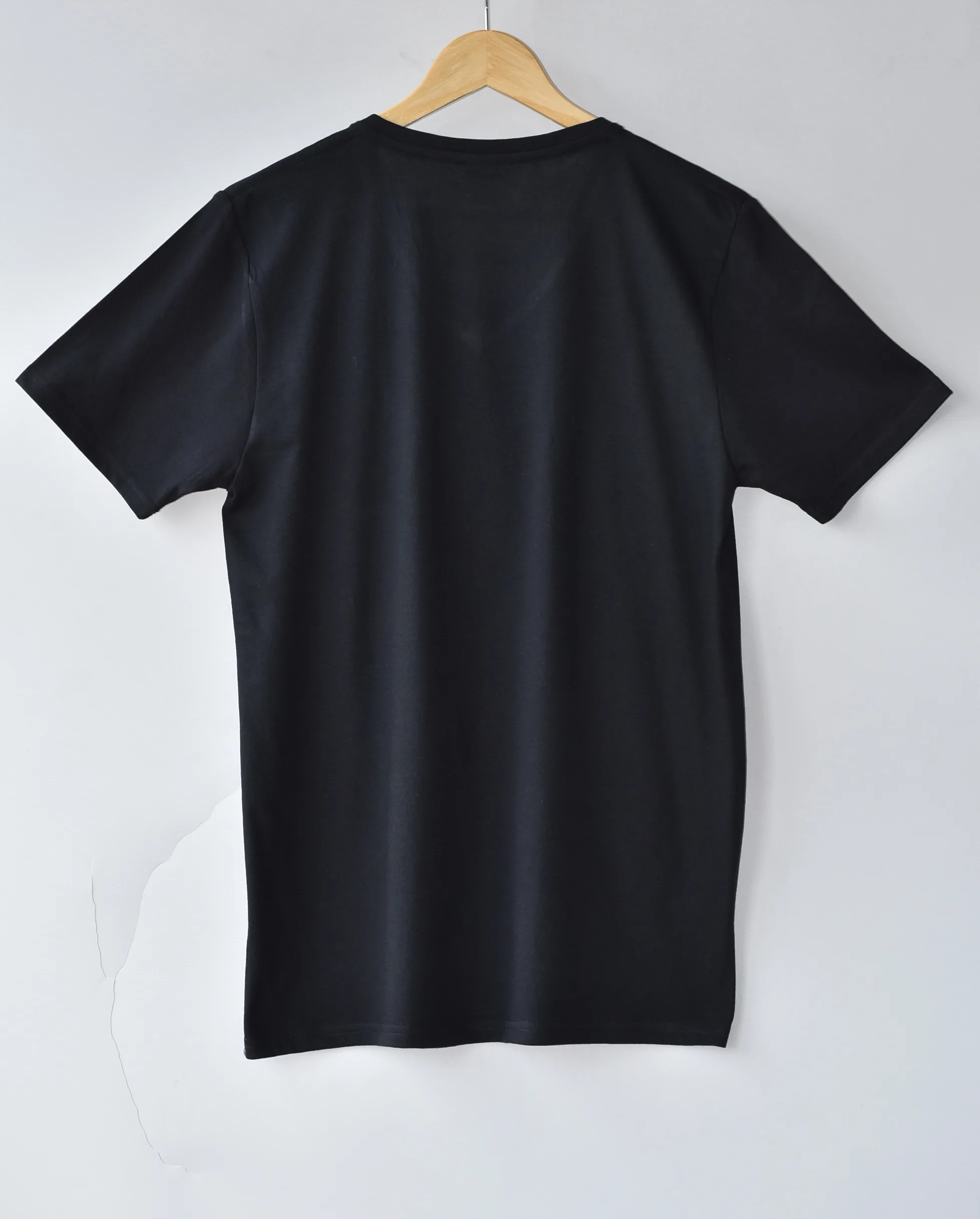RTS men black plain t shirt wholesale low price polyester cotton blank slim fit t shirt short sleeve t shirt v neck