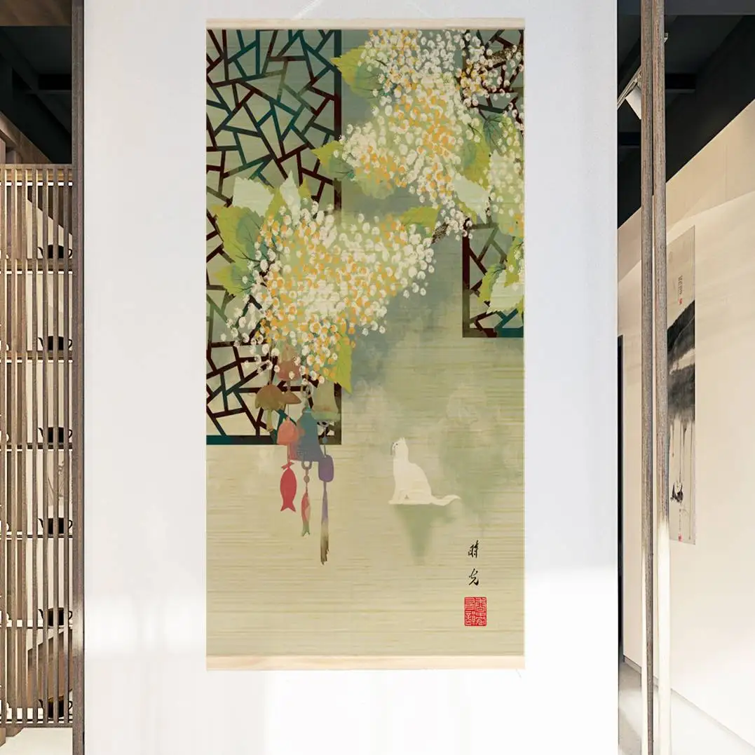Wholesale quality home office decorative art landscape printed bamboo hanging paintings
