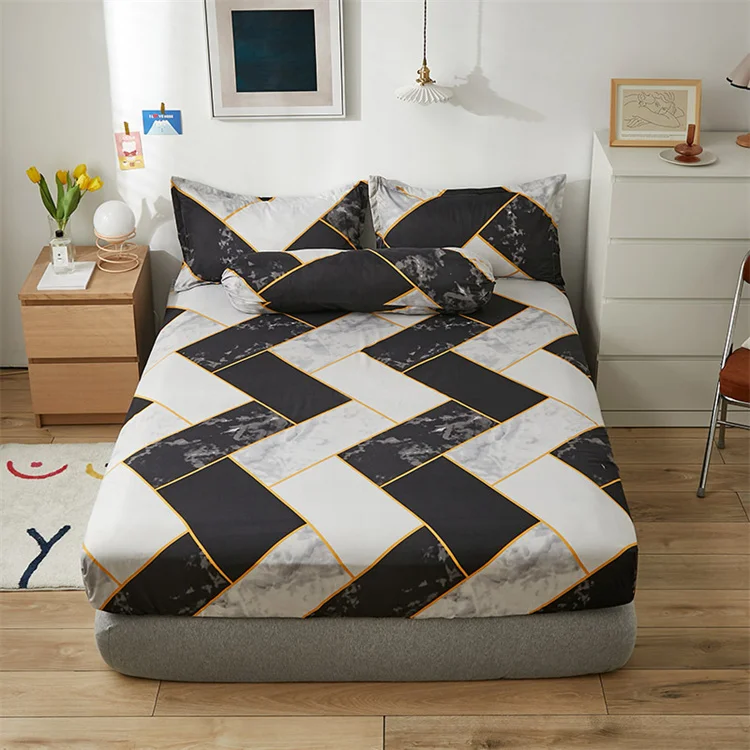 High Quality Double Printed Bed Fitted Sheet Set Home New Soft Elastic Fitted Bed Sheet 200*220CM