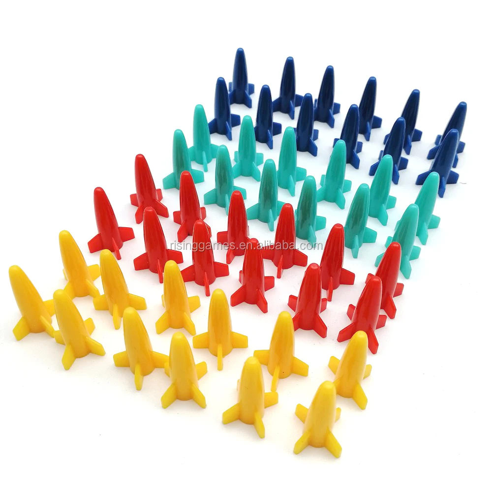 High Quality Custom Printing Plastic Toys Rocket Shape Pawn Pieces Board Game Accessories