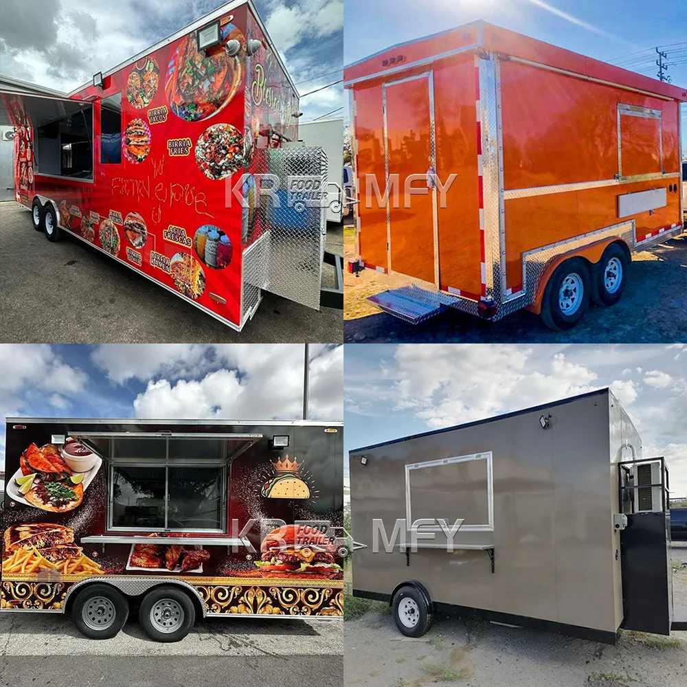 China Available Fast Food Trailer Street Food Cart Trailer in Stock Stainless Steel Food Truck Trailer