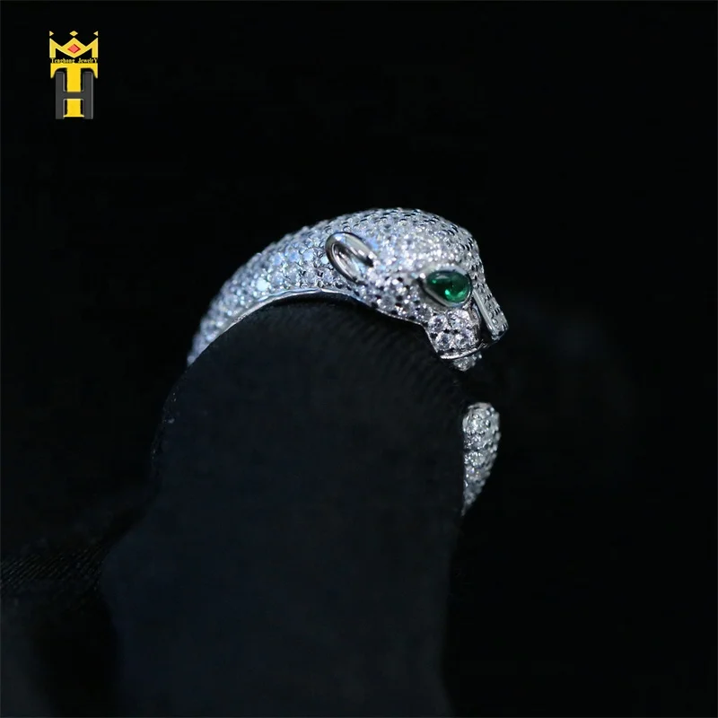 Factory wholesale men women gold plated hip hop iced out animal head punk ring