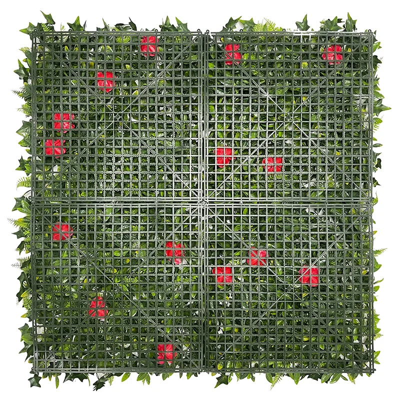 JS Artificial Plant Wall Panel Green Material Exterior Interior Wall Stone Tiles Artificial Grass Wall for Vertical Garden Home