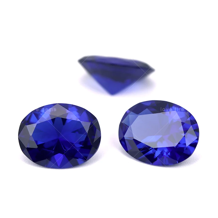 6*8mm 3A good quality 123# sapphire blue oval cut synthetic loose nano gems