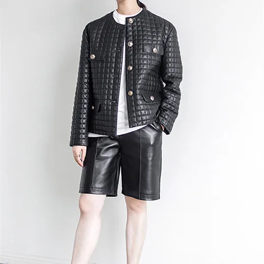 New Spring Autumn Office Lady Overcoats Cotton Wear Thick And Warm Wholesale Sheepskin Coats Genuine Leather Jacket