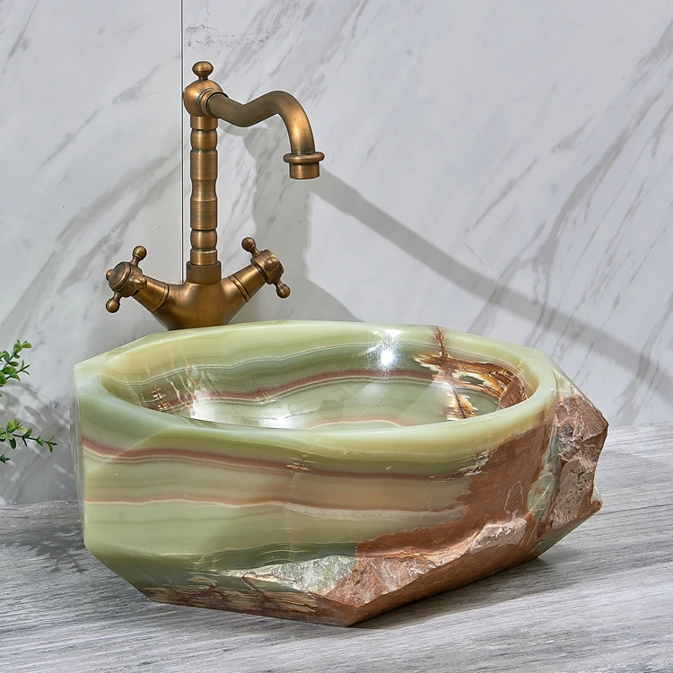 Green Jade Jade Stone Bathroom Sink Bowl