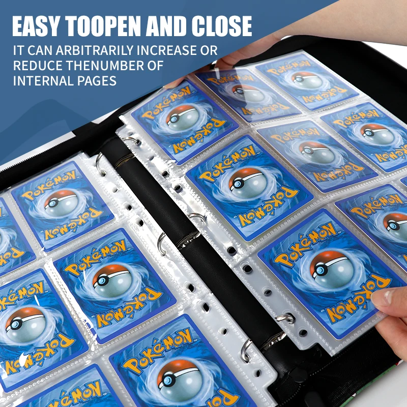 Custom 9-Pocket Full Art Trading Card Binder Fits 900 Cards with 50 Removable Sleeves for Photo Albums