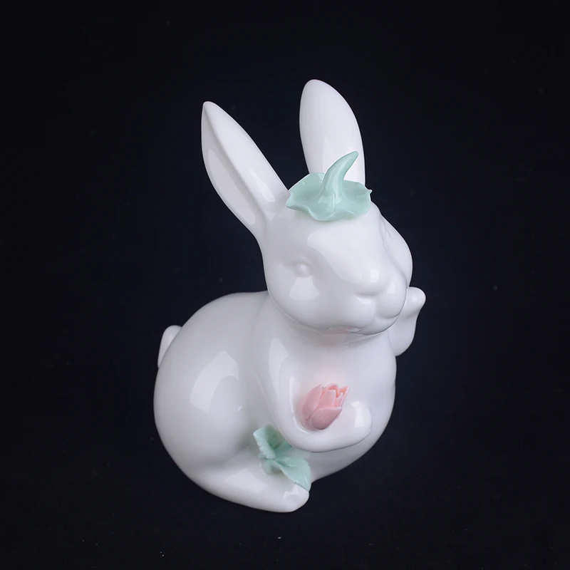 Mini Home decor Ceramic Rabbit Figurine Bunny Statue Multi Colors Glazing for Easter Day Gift and Spring Home Decoration