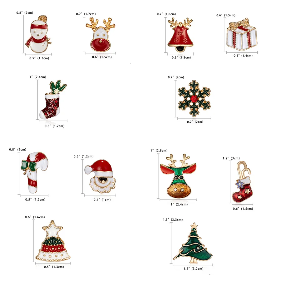 Merry Christmas Brooches Christmas Socks Christmas Tree Elk Enamel Badge Small Brooch Women Fashion Party Jewelry Gifts