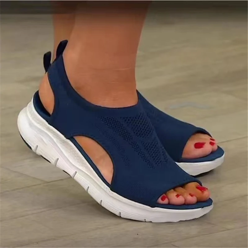 2024 New Arrivals Summer Flat Open Toe Wedges Platform Shoes Sandals For Women And Ladies