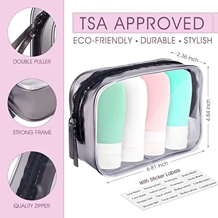 Portable Travel Cosmetics Set Silicone Tubes Makeup Pouch Travel Kit