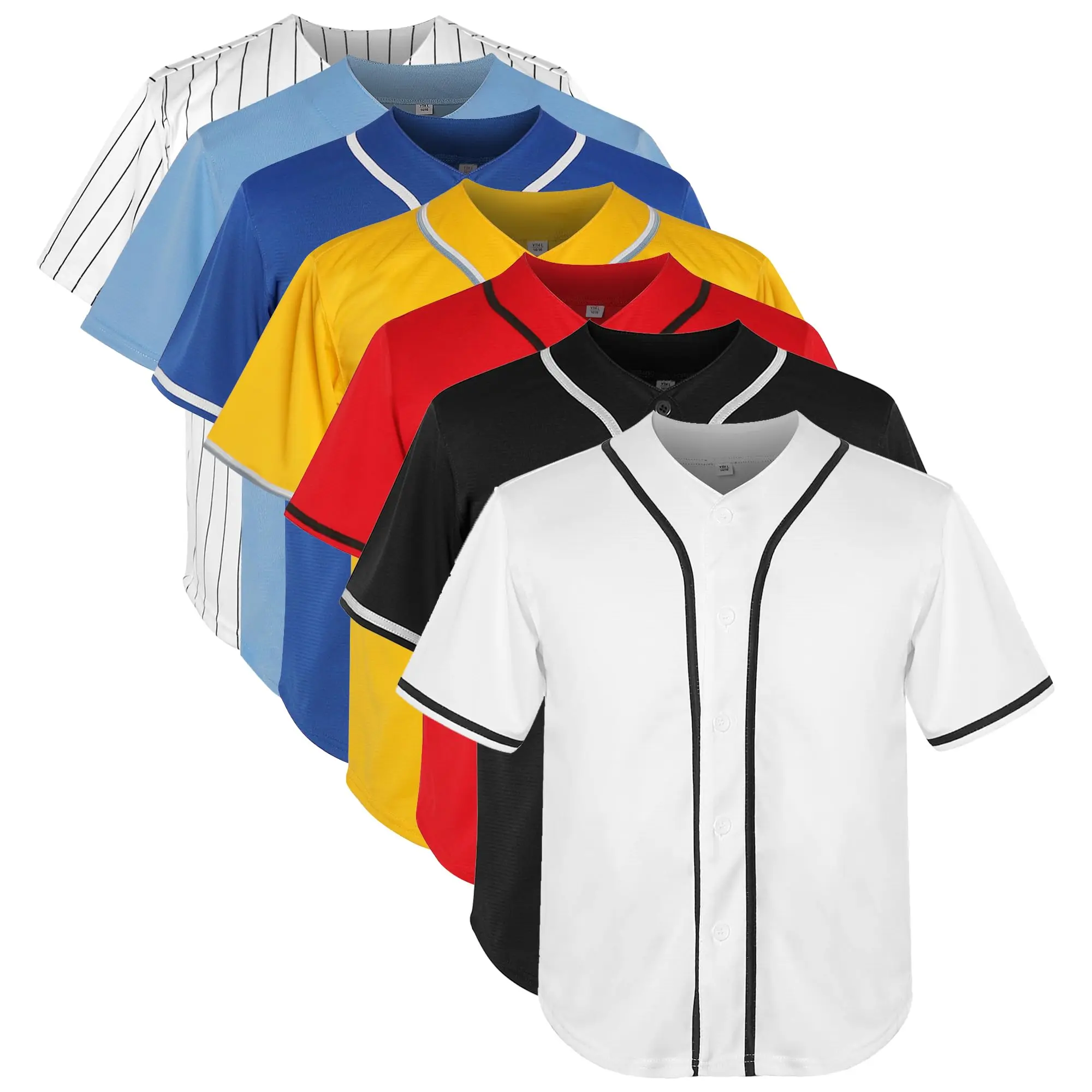 Youth Baseball Jersey Blank Boys T Shirt Button Down Hip Hop Fashion Sport Shirts Tops for Girls S-XL