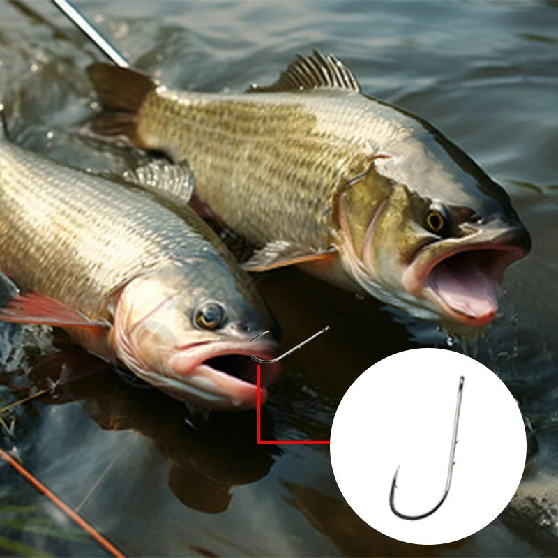 TOPIND 100 pcs/Bag Long Handle Pipe Sea Fishing Double Back Stab Barbed Fishing Hook