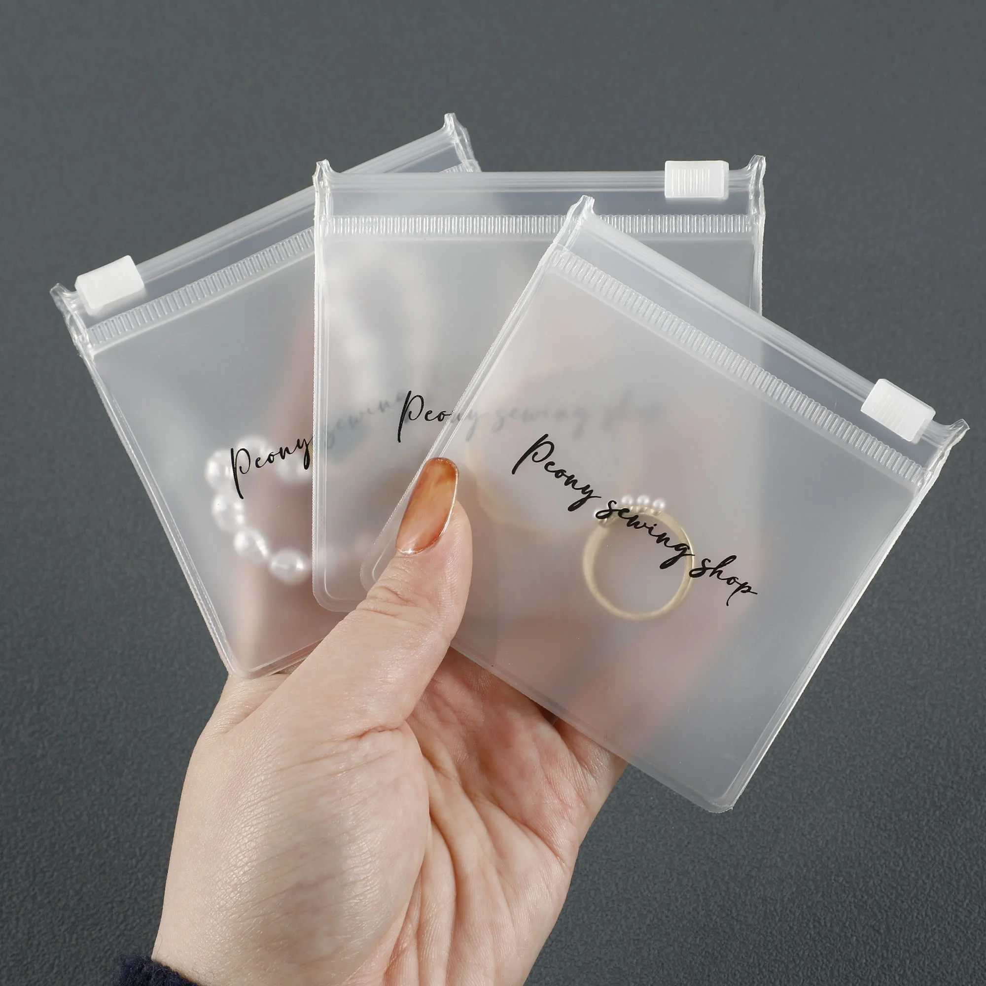 PUPPYSEW Custom Jewelry Frosted Packaging Mini Earrings Zipper Bag with logo Zipper Bag Bag