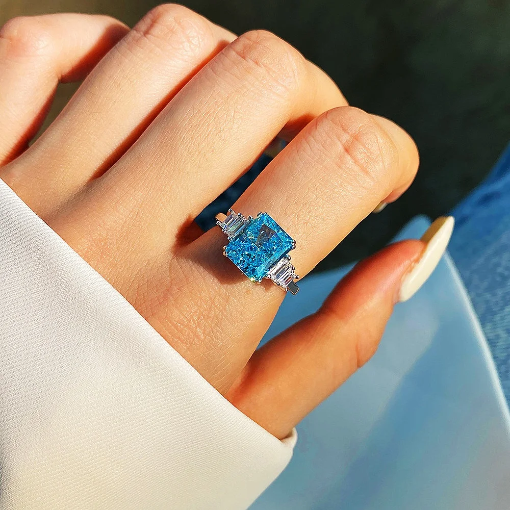 YINSAKI 14K 18K Gold Plated Rhodium Plated Zircon Wedding Ring Engagement Ring 925 Sterling Silver Zircon Ice Out Bridal  Ring