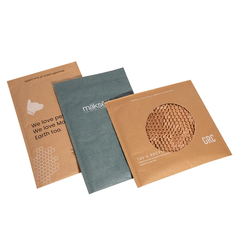 Compostable Padded Kraft Paper Express Envelope Biodegradable Shockproof Mailing Bags Shipping Honeycomb Mailers