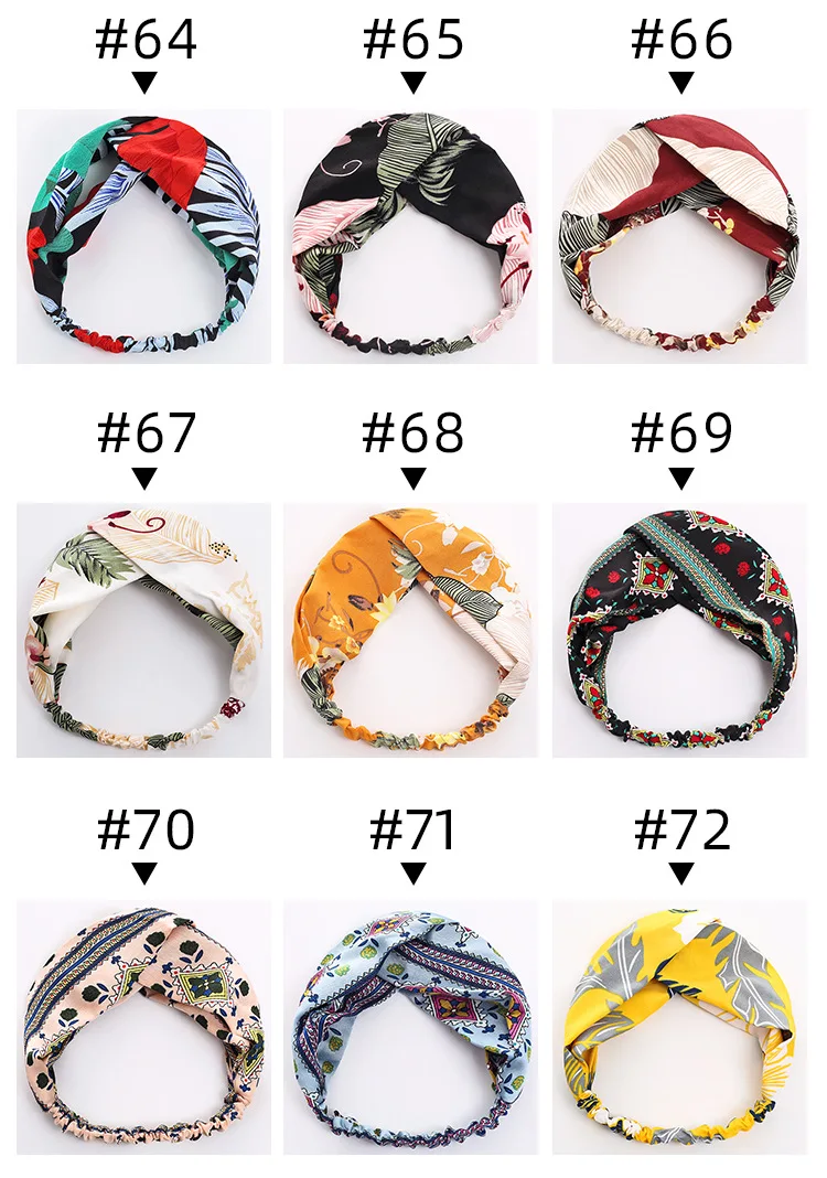 Hair Accessoires Colorful Twisted Knotted Boho Stretching Custom Accessories Silk Satin Floral Printed Elastic Cotton