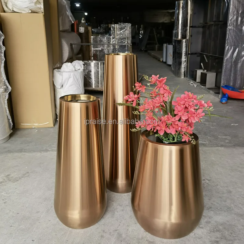 304 gold mirror stainless steel ball plant pots / flower planter / metal vase for flowers