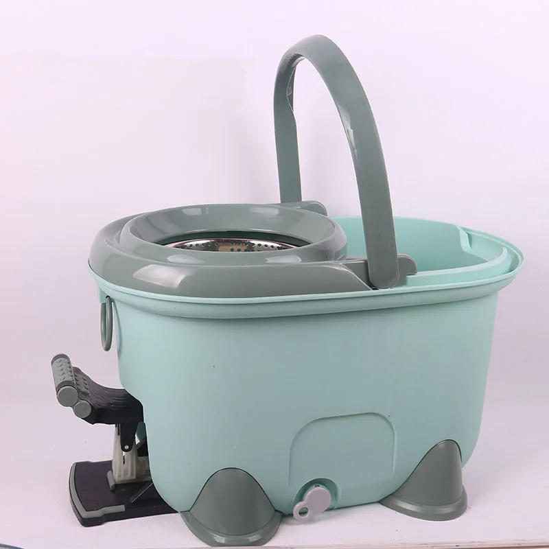 Reinforced family lengthened hand-pressed stainless steel rod stainless steel plate thickened pedal rotary mop four-drive mop