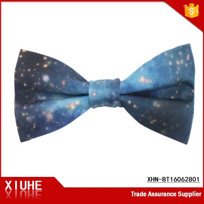 Fashion digital printing space and star pattern silk necktie bowtie and suspender set