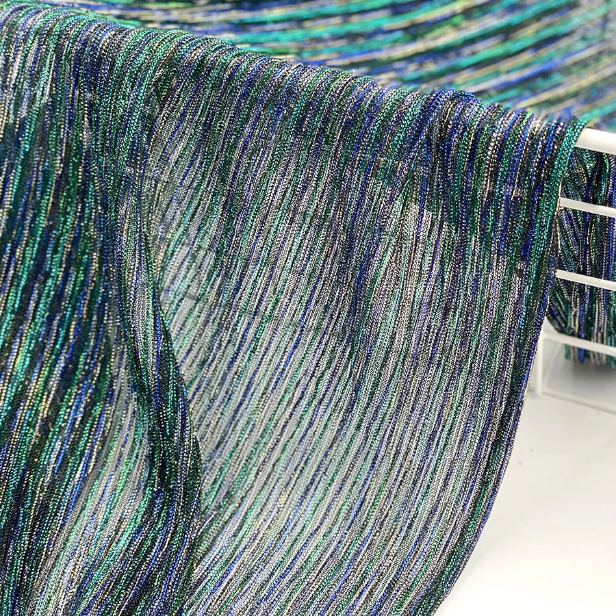 80gsm silk dirac crumple dress material net polyester fabric lurex metallic mesh fabric