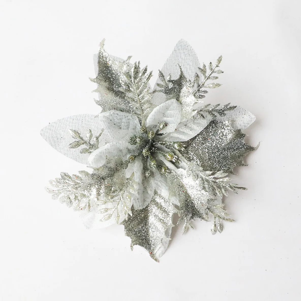 Artificial Gold Silver Red Blue three-layer plastic flower three-dimensional Christmas Wreath Christmas tree decoration