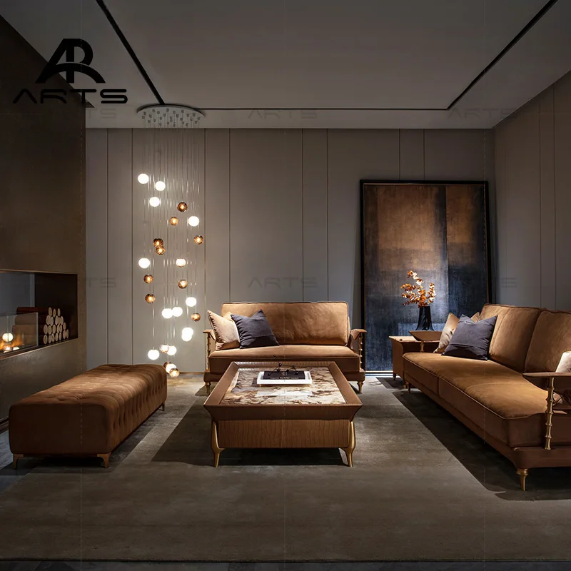 High quality premium luxury sofa set fabric living room furniture customize hotel furniture for home use