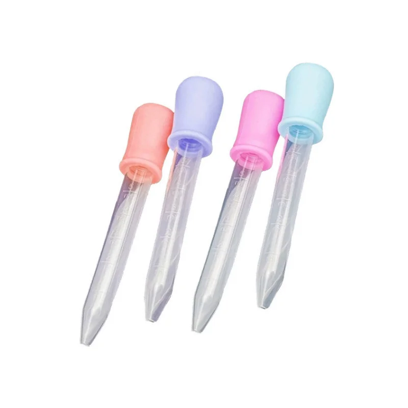 5 ml Liquid Food Grade Rainbow Color Silicone Dropper free sample Plastic Pipette Dropper Stock fast delivery hot sale dropper