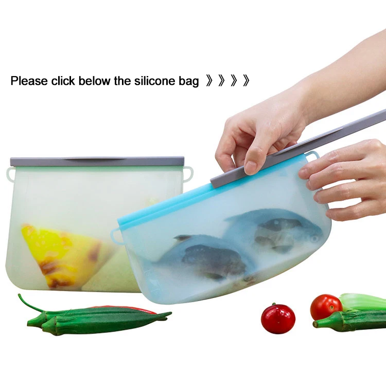 BPA Free Custom Freezer Food Grade Safe Stand Up Foldable Silicon Food Bag Silicone Reusable Storage Food Pouch Bags with Zipper