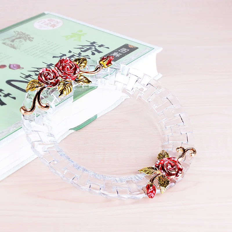 Handmade Glassware Manufacturer Enamel Decoration Clear Glass Serving Fruit Dish